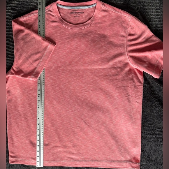 EUC Johnston & Murphy XL Tech Tee — Heather Coral 🪸 Performance Stretch T-Shirt - Picture 4 of 8